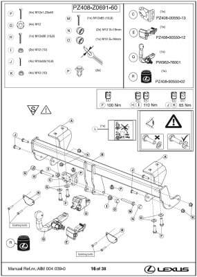Lexus CT kerékpártartó konzol